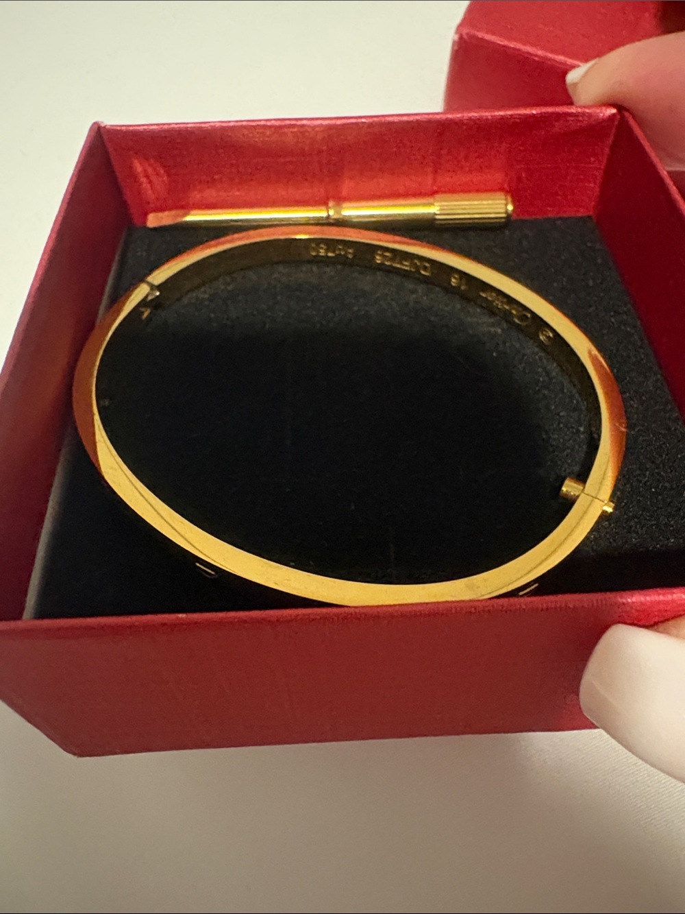 Gold Screw-Accent Bangle Bracelet